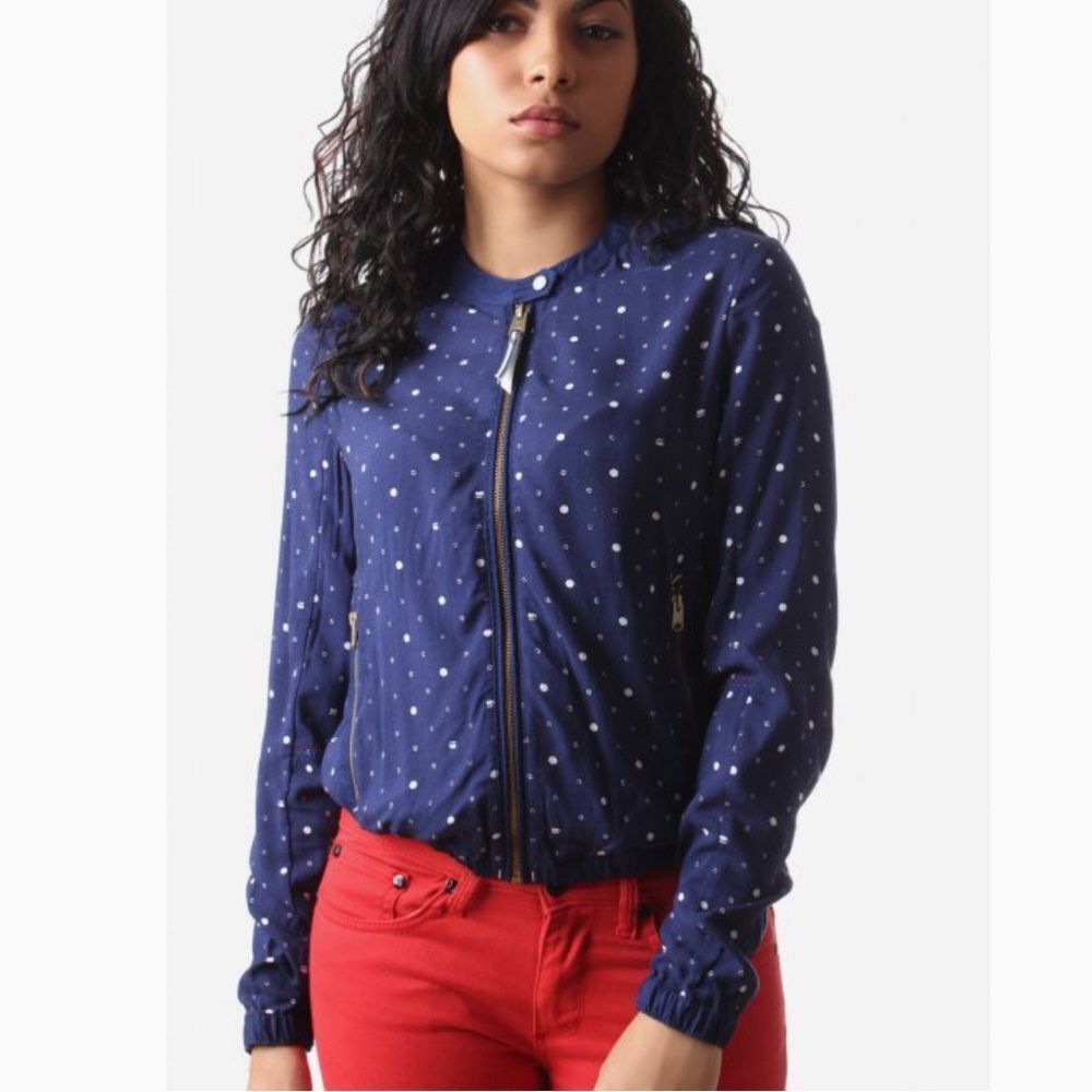 G-Star Raw Correct Line Blue Polka Dot Bomber Jacket L